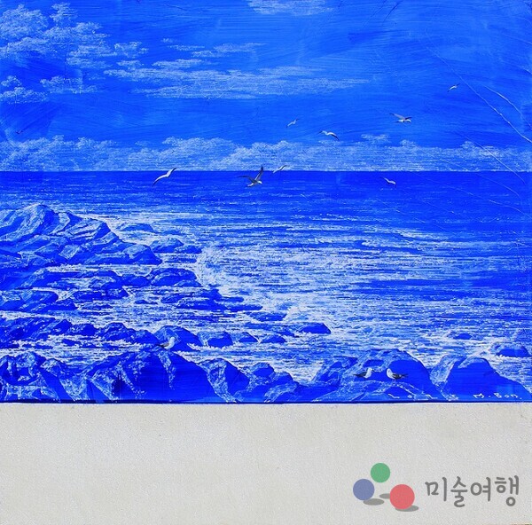 푸른해경91.0x91.0 Mixed media on canvas 2025